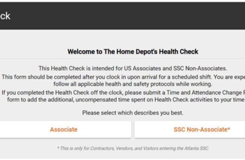 Home Depot Health Check App Login Thd Associates Health Check
